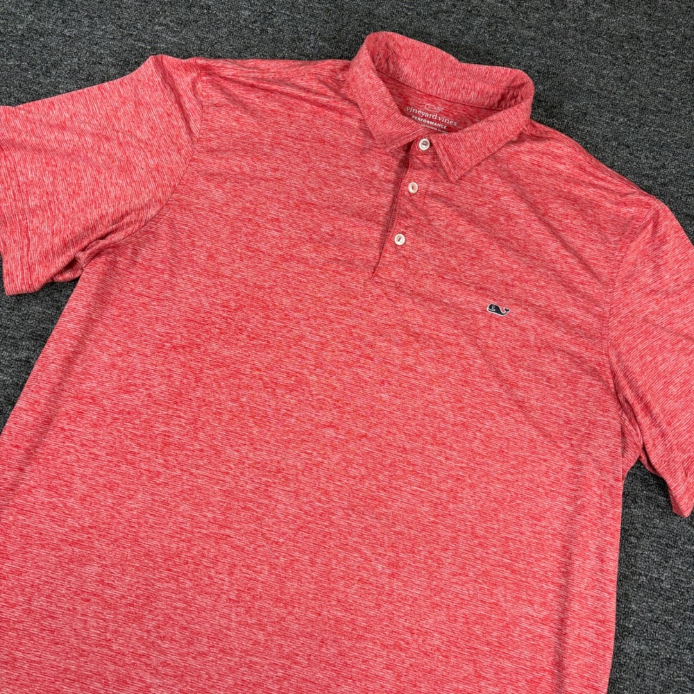 Vineyard Vines Polo Shirt Mens XL Red Performance Heathered Short Sleeve